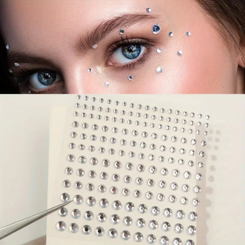 Rhinestone Nail Gem - 165 stuks zelfklevende strassstickers, witte ronde