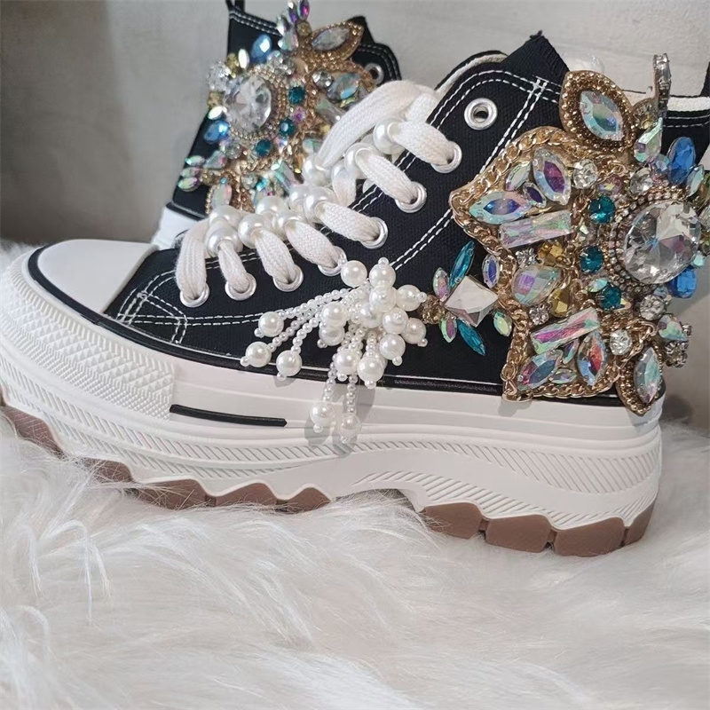 Rhinestone Nail Gem - Dikke zool, hoge schacht, met kralen,