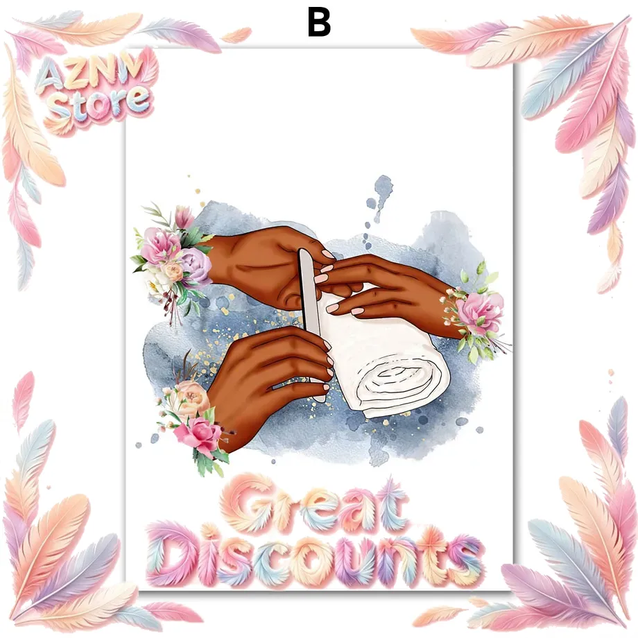 Nail Art Painting - Wanddecoratie Canvas Schilderij Bloem Mode Meisje