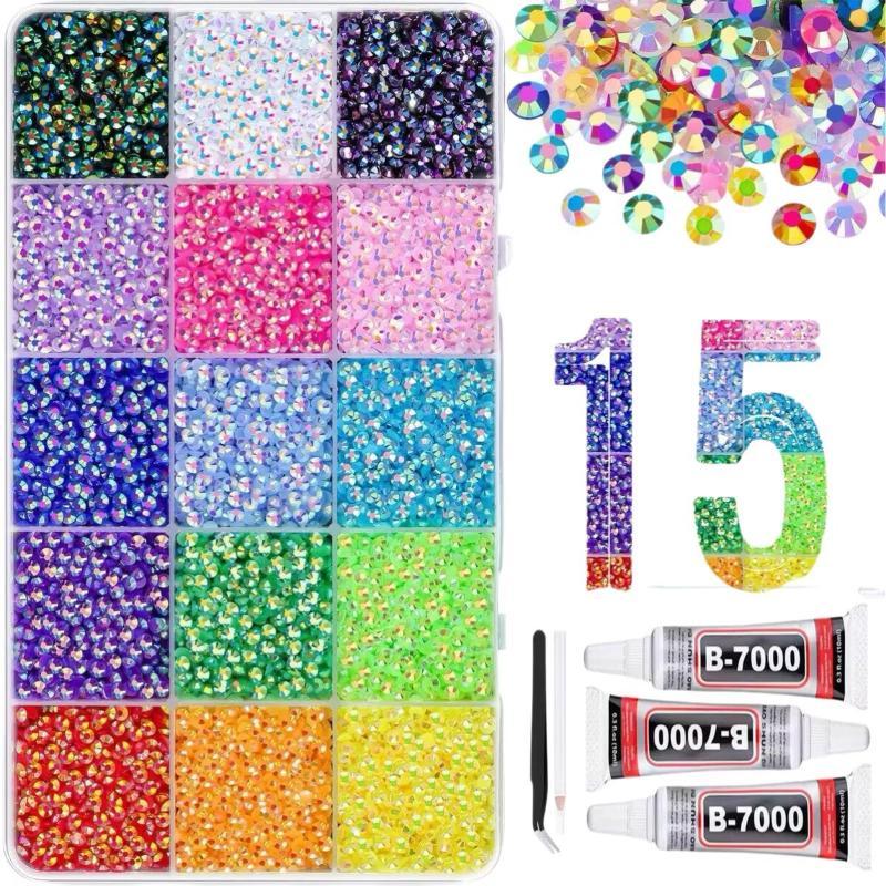 Rhinestone Nail Gem - 15 Kleuren Harsen Strass Versieringsset Jelly