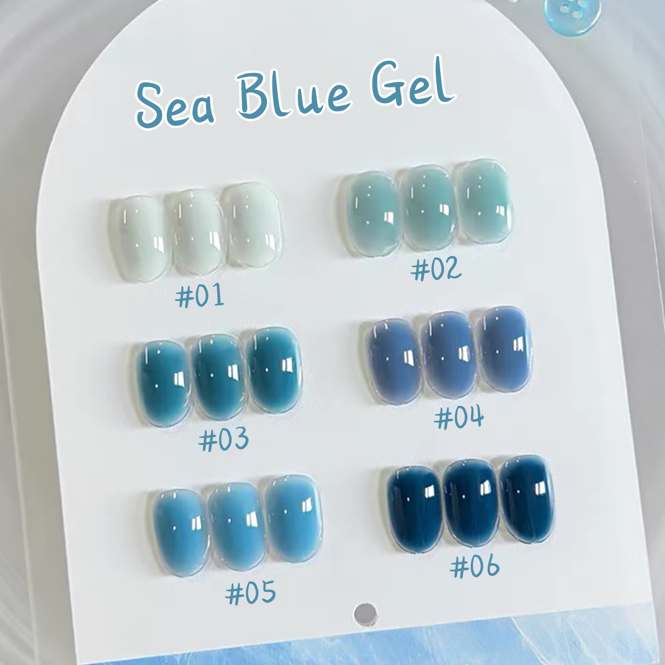 Nail Art Ice Blue - 1-10 stuks WS Ice Transparant Blauw