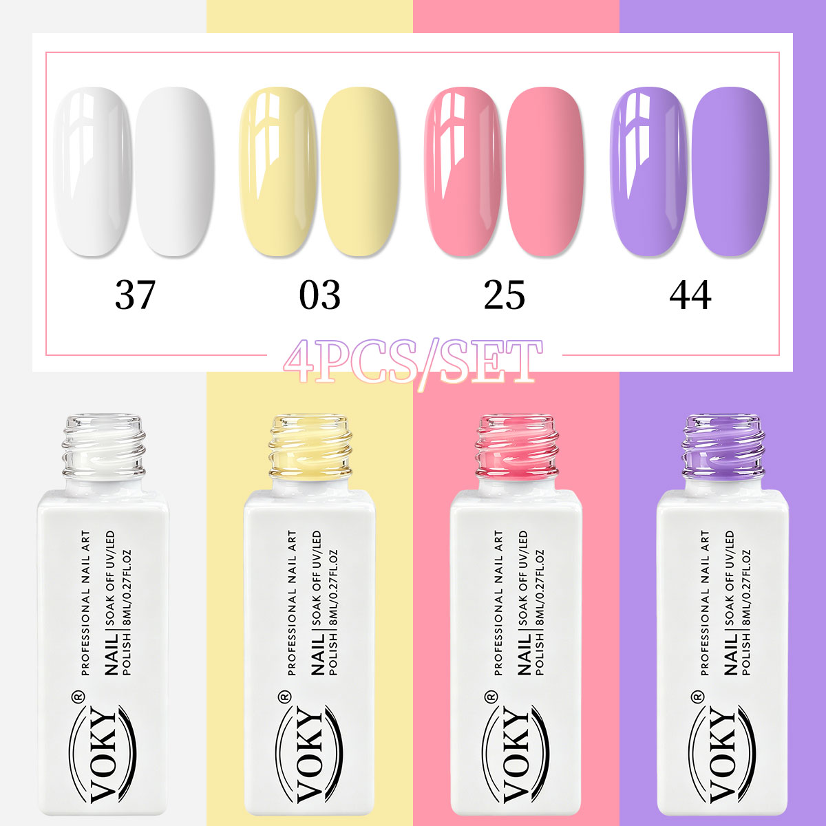 Nail Art Yellow - VOKY 4-delige macaron elegante effenkleurige gel
