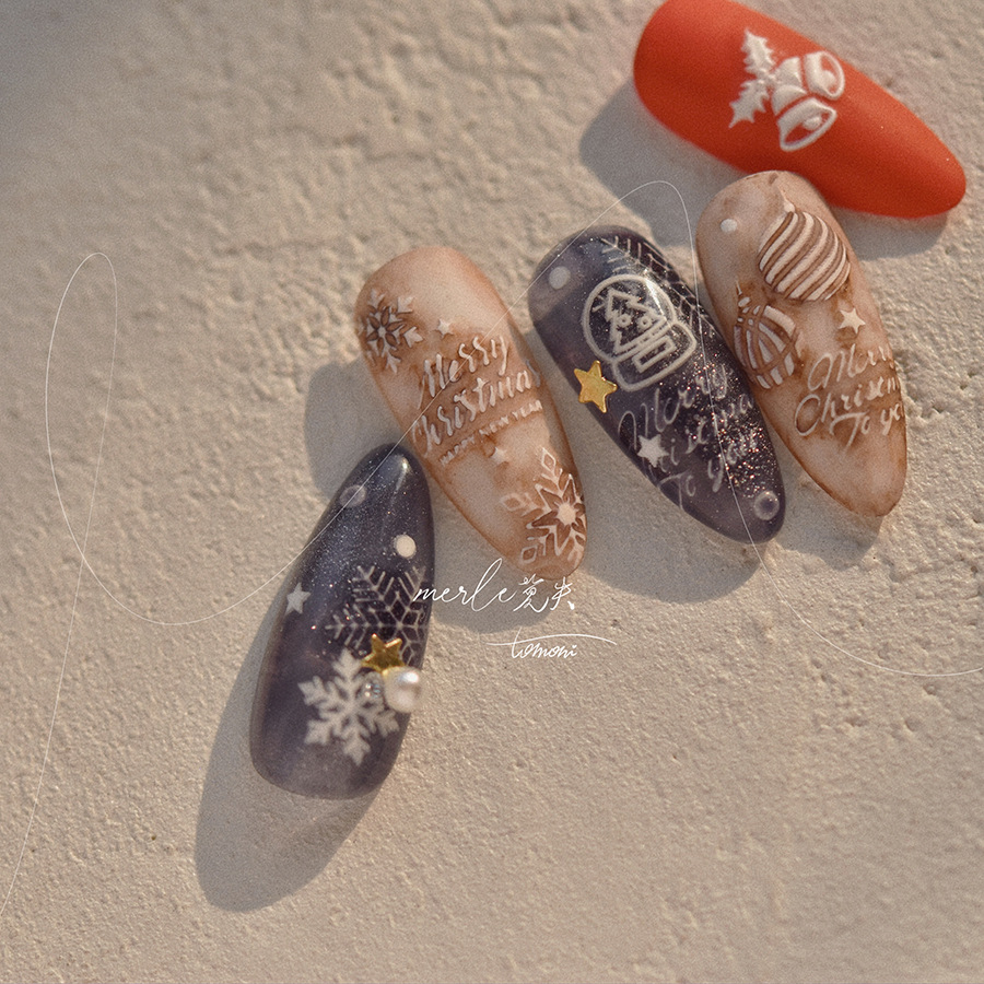 5d Reliëf Puur Wit Vrolijk Ker - Nail Art Xmas recensie en prijs