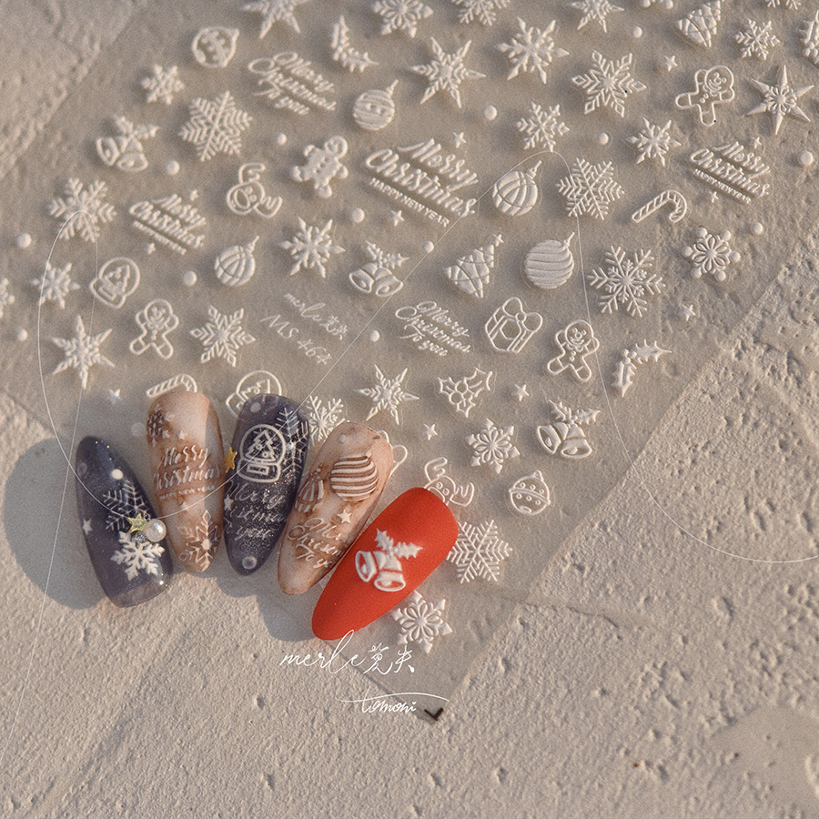 5d Reliëf Puur Wit Vrolijk Ker - Nail Art Xmas recensie en prijs